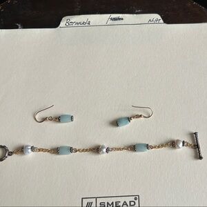 Gold and Blue Beaded Bracelet